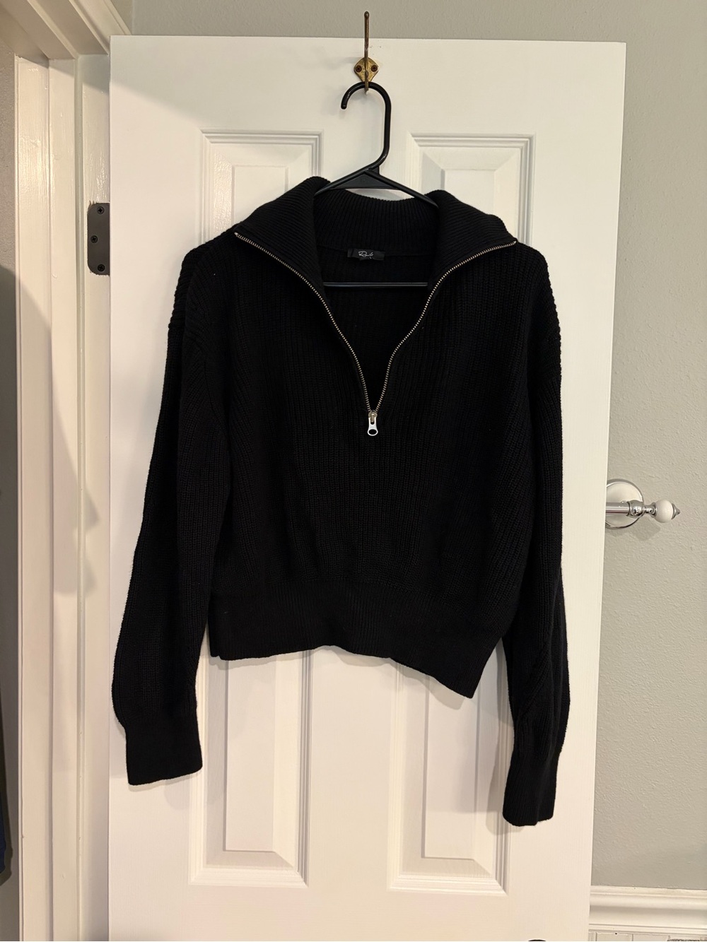 Rails Roux Half Zip Sweater Black Chunky Knit Medium